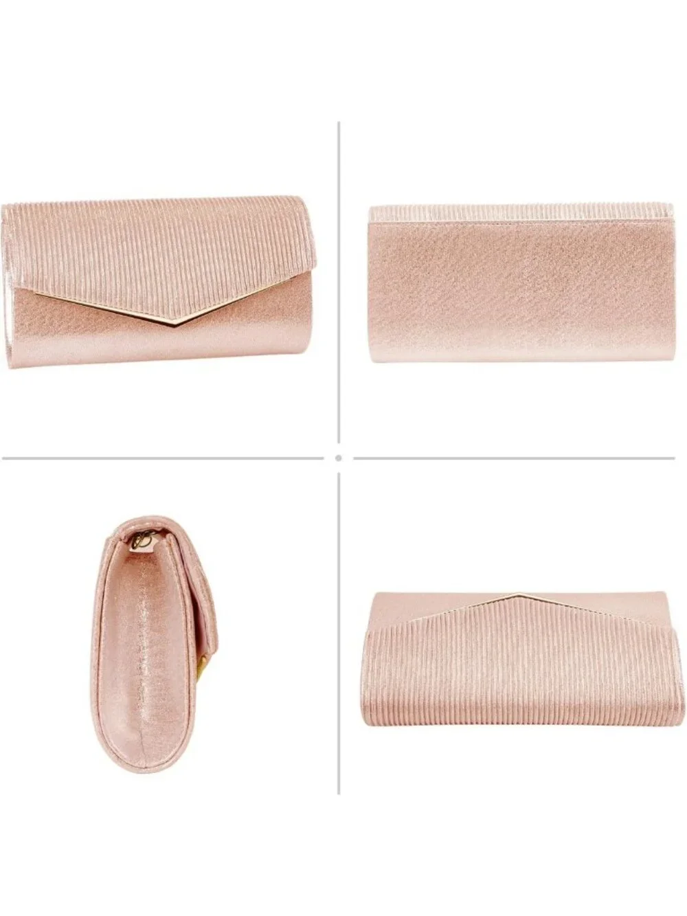 Bling Envelope Clutch Purse for Women, Vertical Lines Evening Bag w/Chain